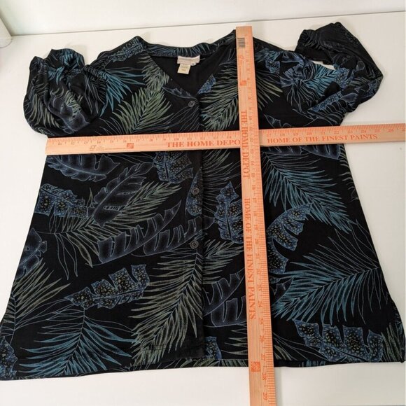Vintage Coldwater Creek Floral Shirt Womens Size Large Black Acetate Stretch - Picture 8 of 10